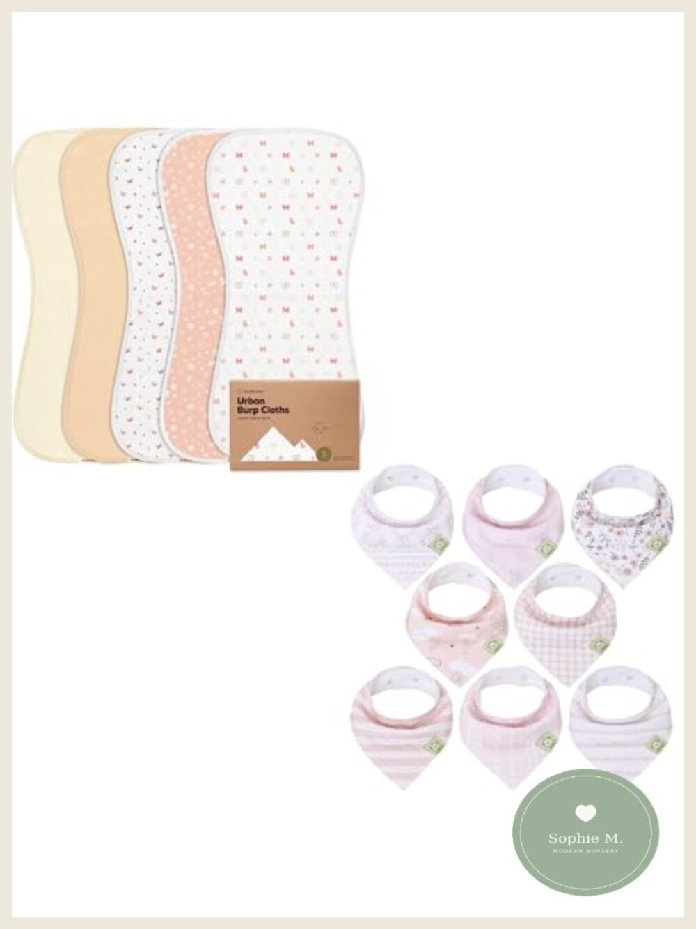 Organic Cotton Burp Cloths & Bandana Drool Bibs Set Absorbent